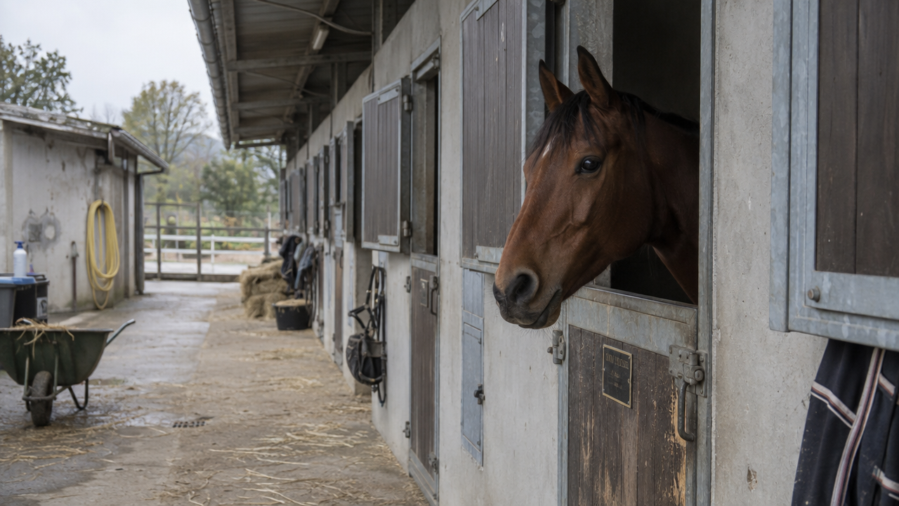Cheval dans son écurie